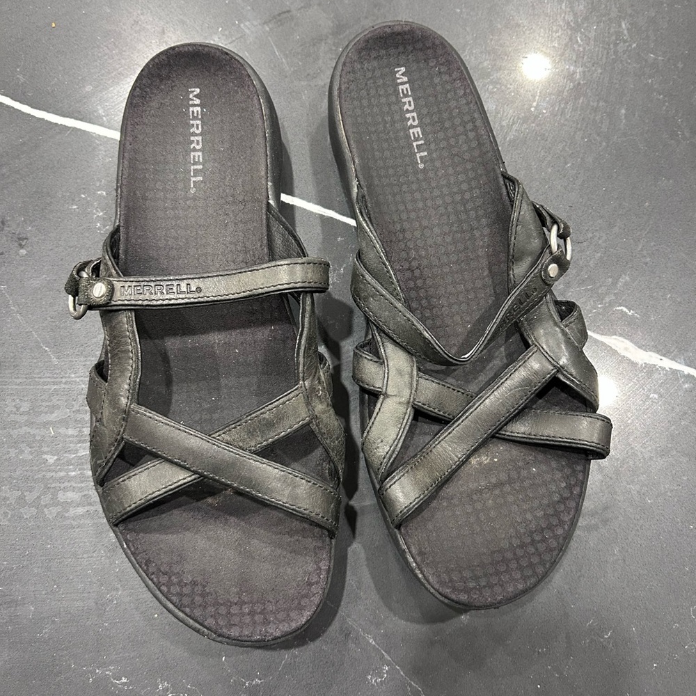 Merrell Jasmine Black Comfort Sandals Womens Size 8 Strappy Outdoor